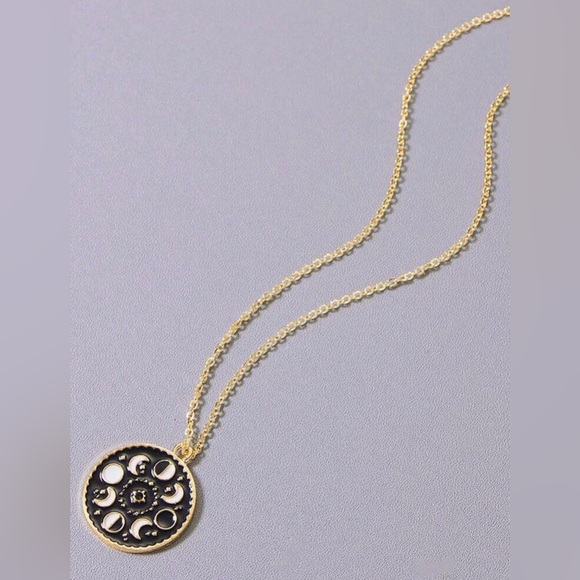 Moon Phase Medallion Waxing Waning Gibbous Crescent Full Astronomy Coin Necklace - Picture 11 of 12